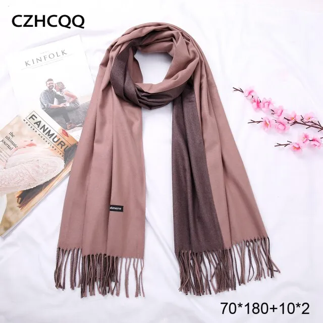 Double Sided Winter Cashmere Solid Scarf