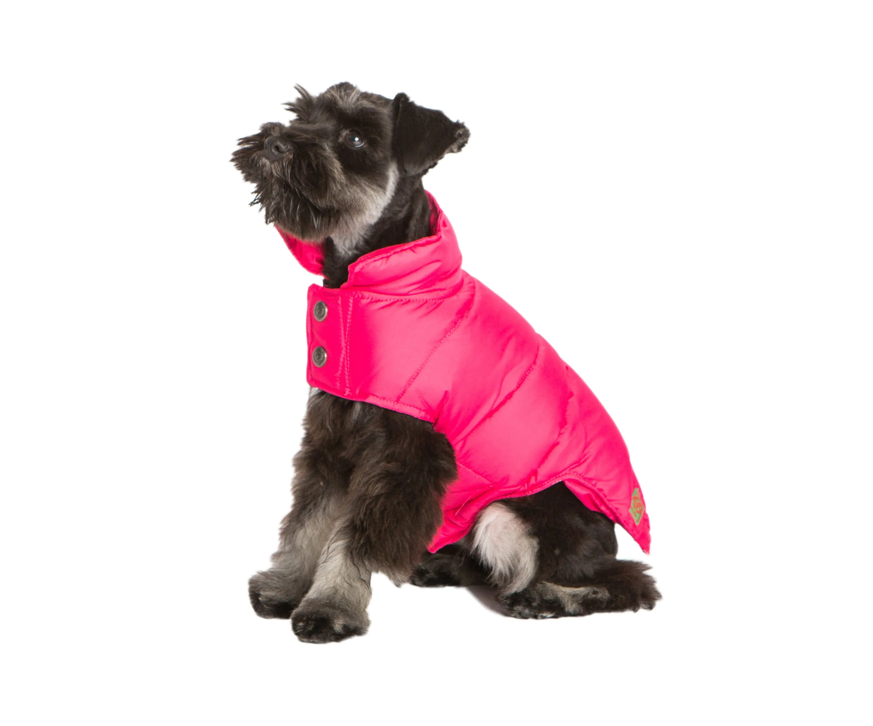 Down Puffer Coat  Hot Pink, Navy & Silver