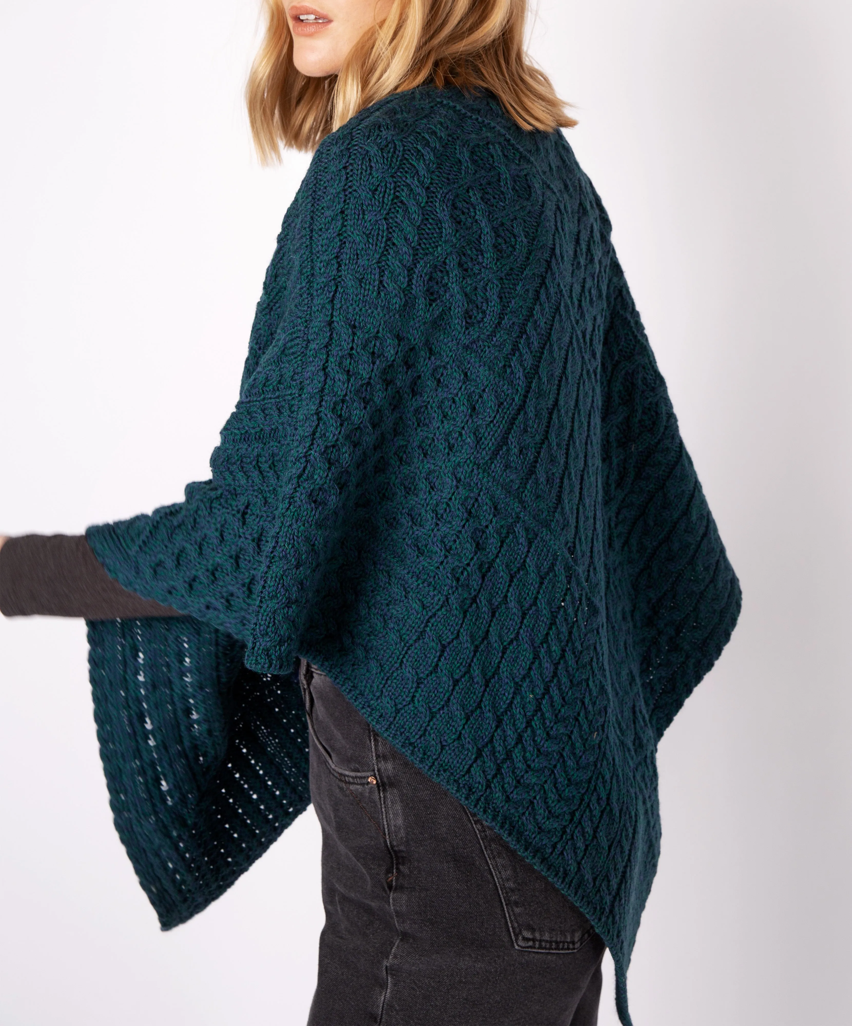 Elm Patchwork Poncho Atlantic Blue