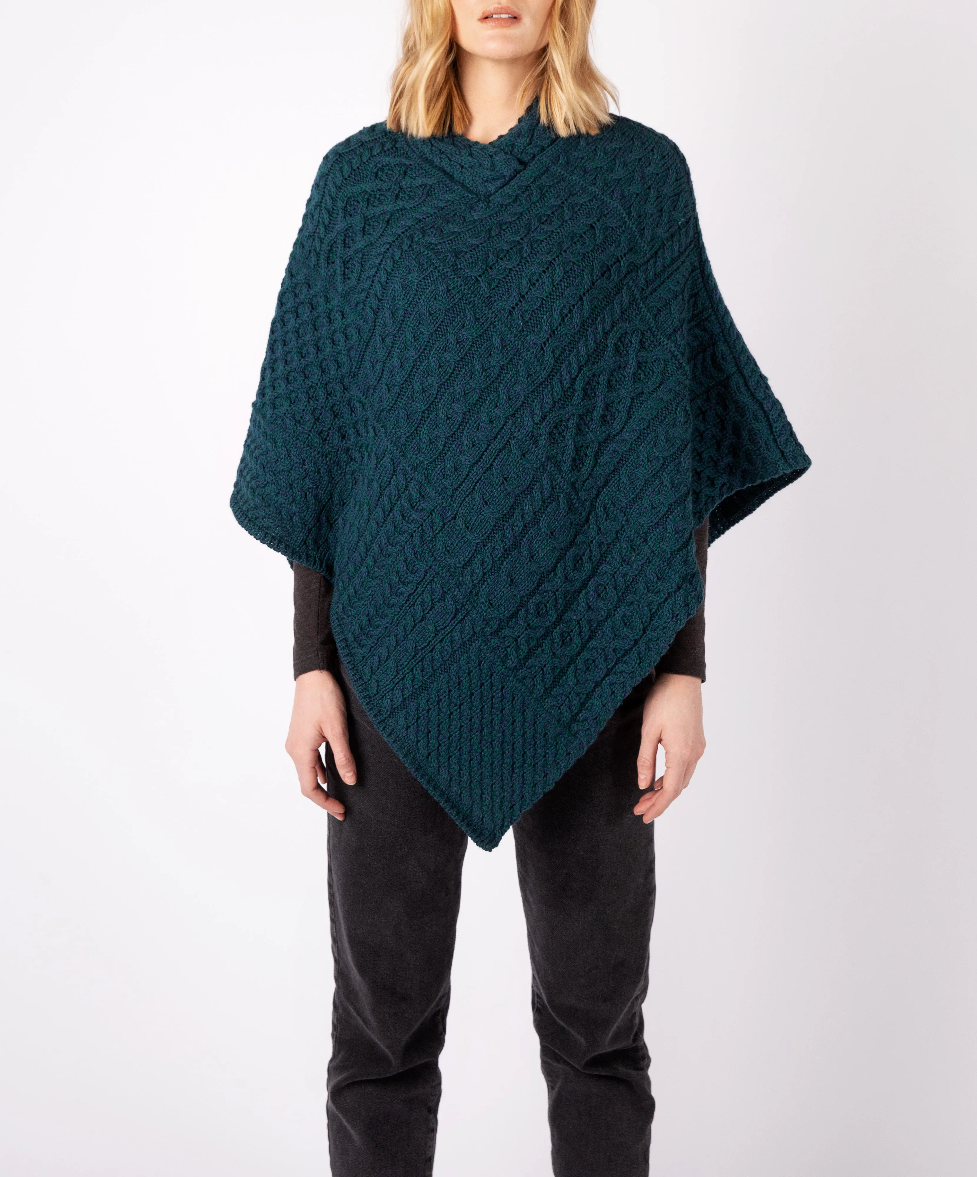 Elm Patchwork Poncho Atlantic Blue