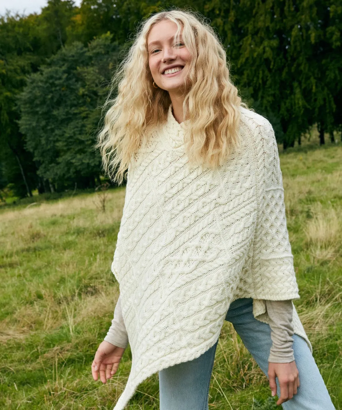 Elm Patchwork Poncho Natural