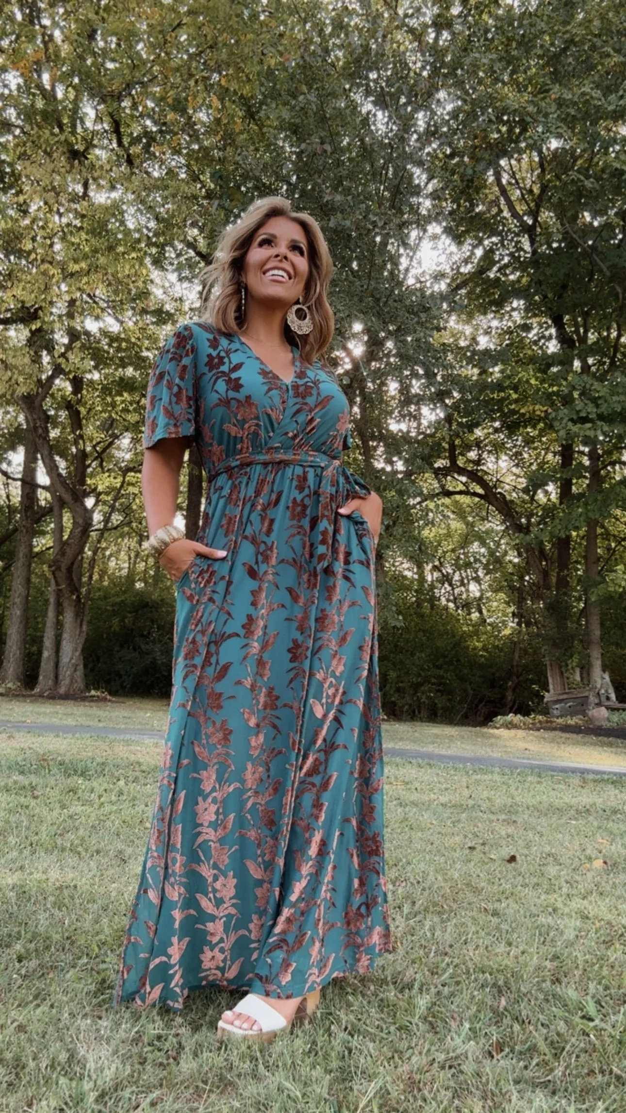 Enchanted Velvet Detailed Maxi Dress, Turquoise