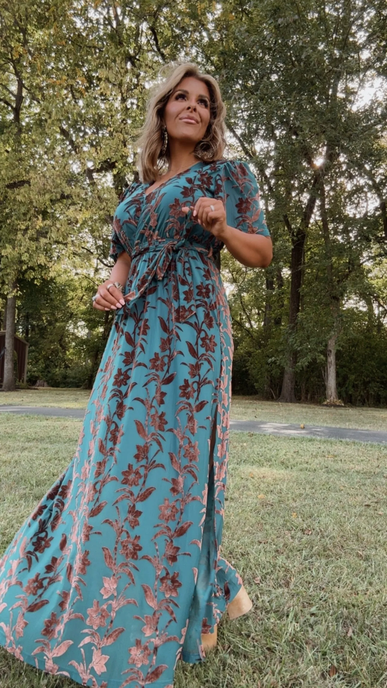 Enchanted Velvet Detailed Maxi Dress, Turquoise