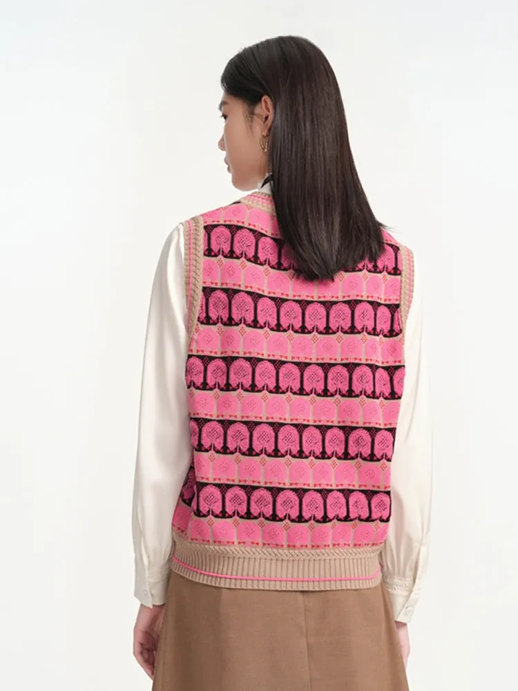 EP YAYING Jacquard-knit Gilet