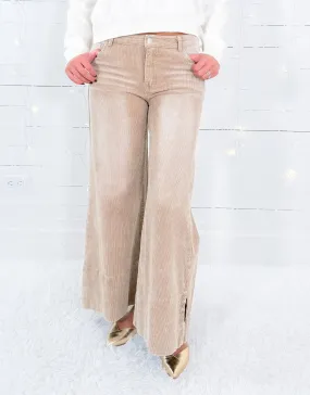 Erin Taupe Wide Leg Corduroy Pants