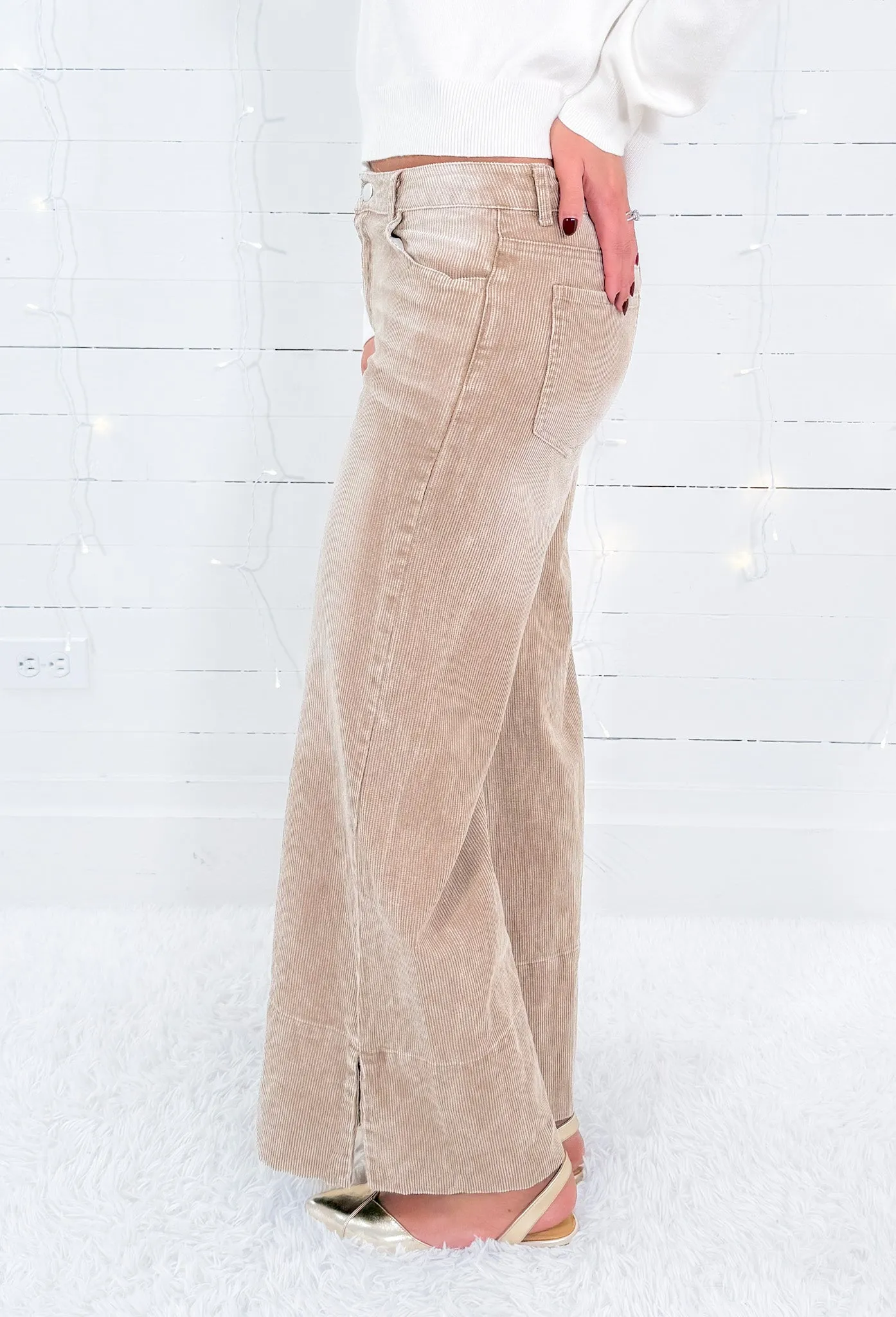 Erin Taupe Wide Leg Corduroy Pants