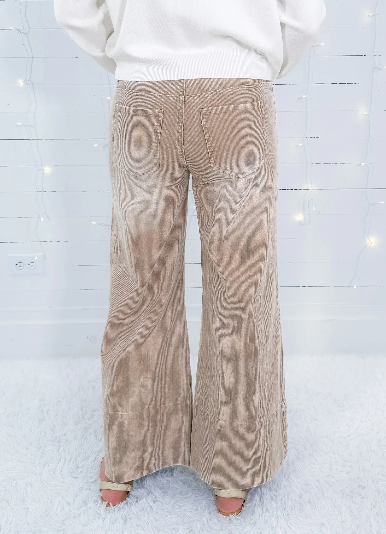 Erin Taupe Wide Leg Corduroy Pants