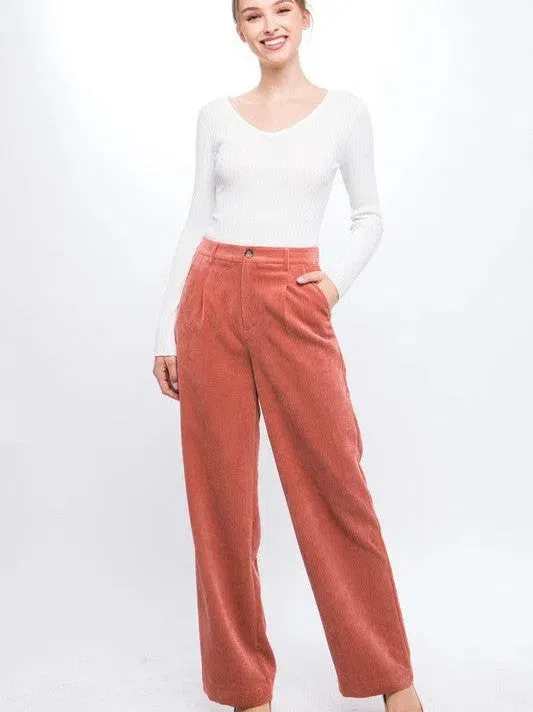 Everyday Style Corduroy Trouser Pants