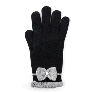 Faux Pearl Bow Gloves Lined