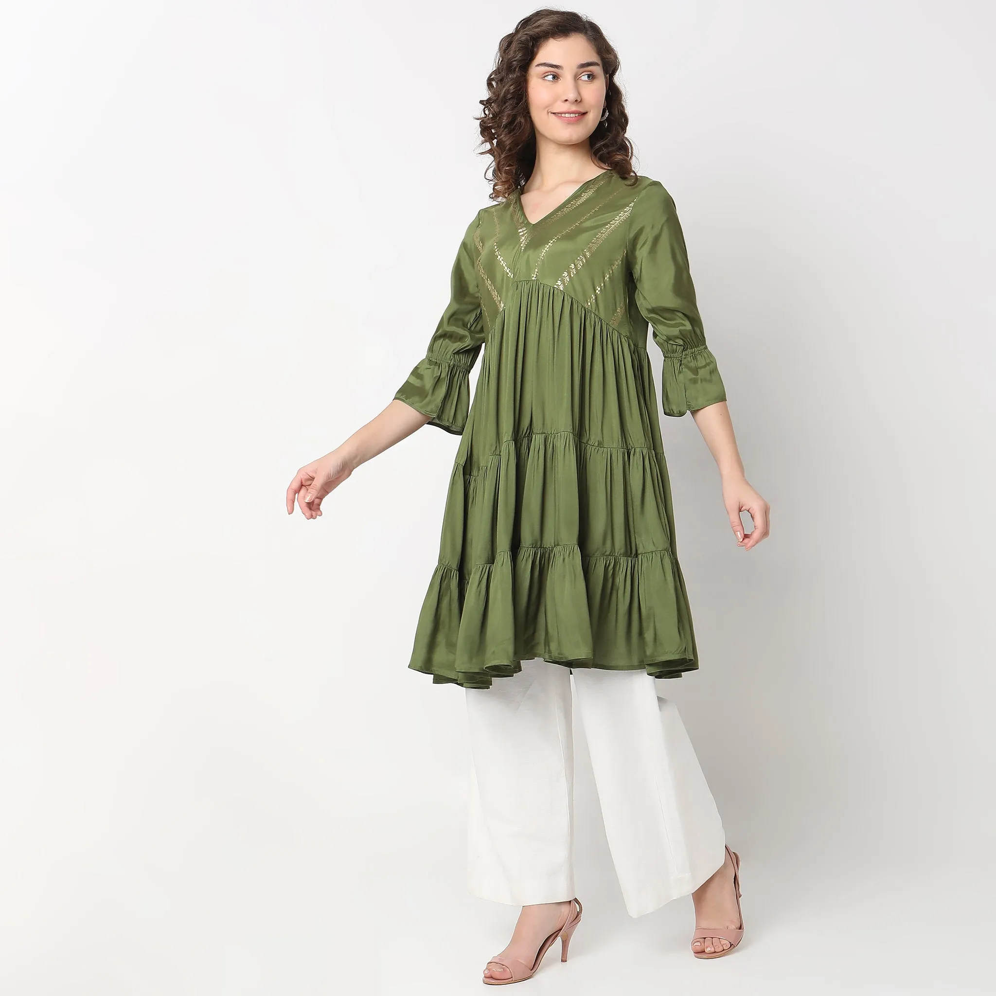 Flare Fit Embellished Kurta