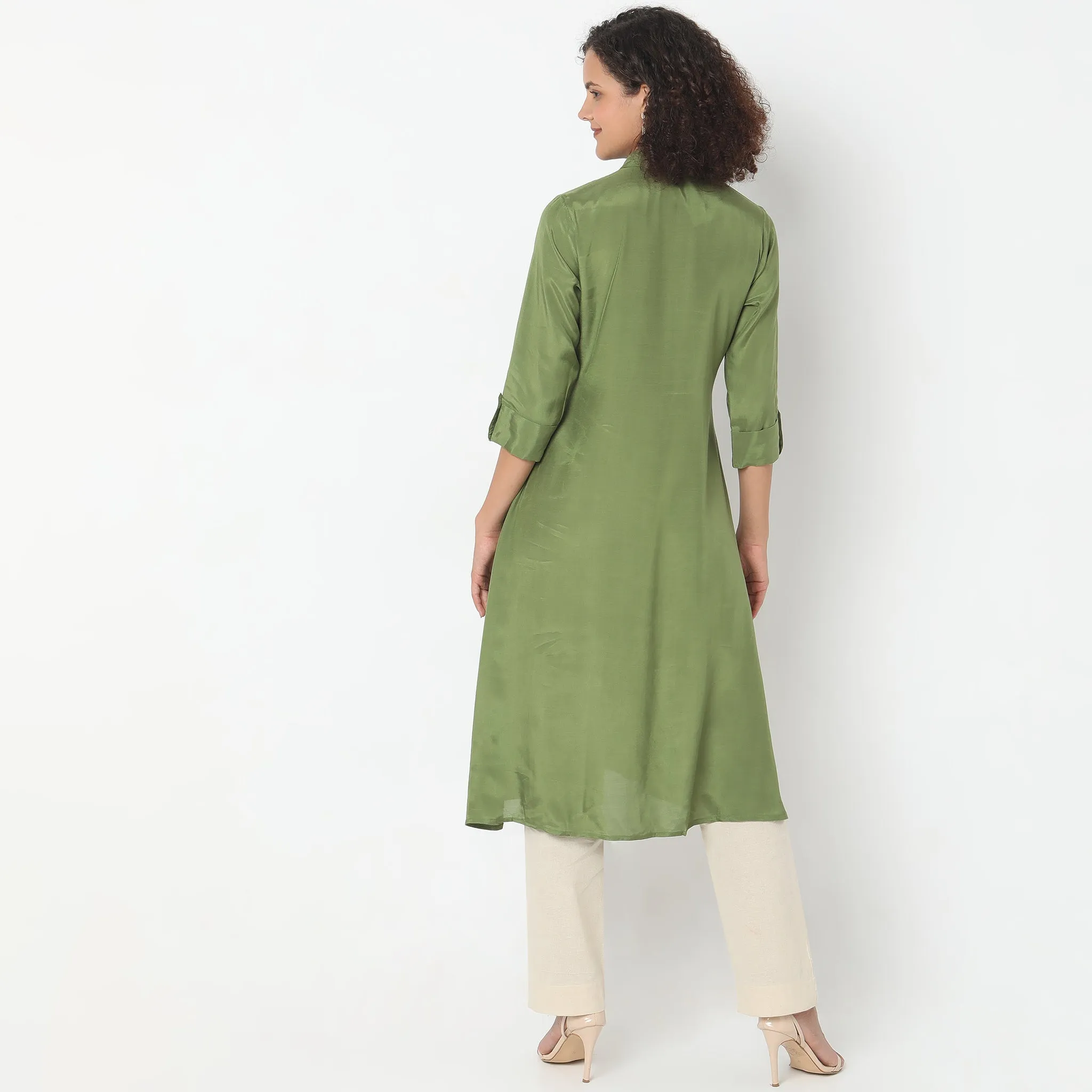 Flare Fit Embroidered Kurta