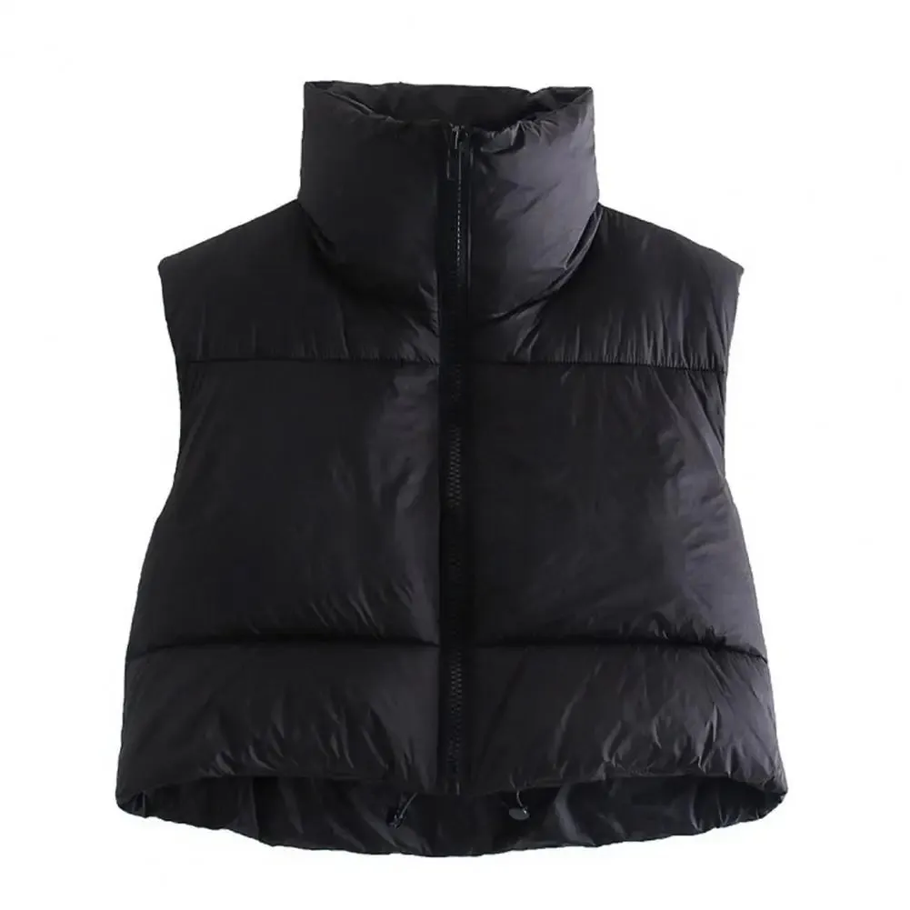 Flytonn-Fall Outfits Women Outwear Streetwear -Women Solid Color Jacket Women Cotton Vest Windproof Winter Cotton Vest for Women Stand Collar Coat with Thickened Padding