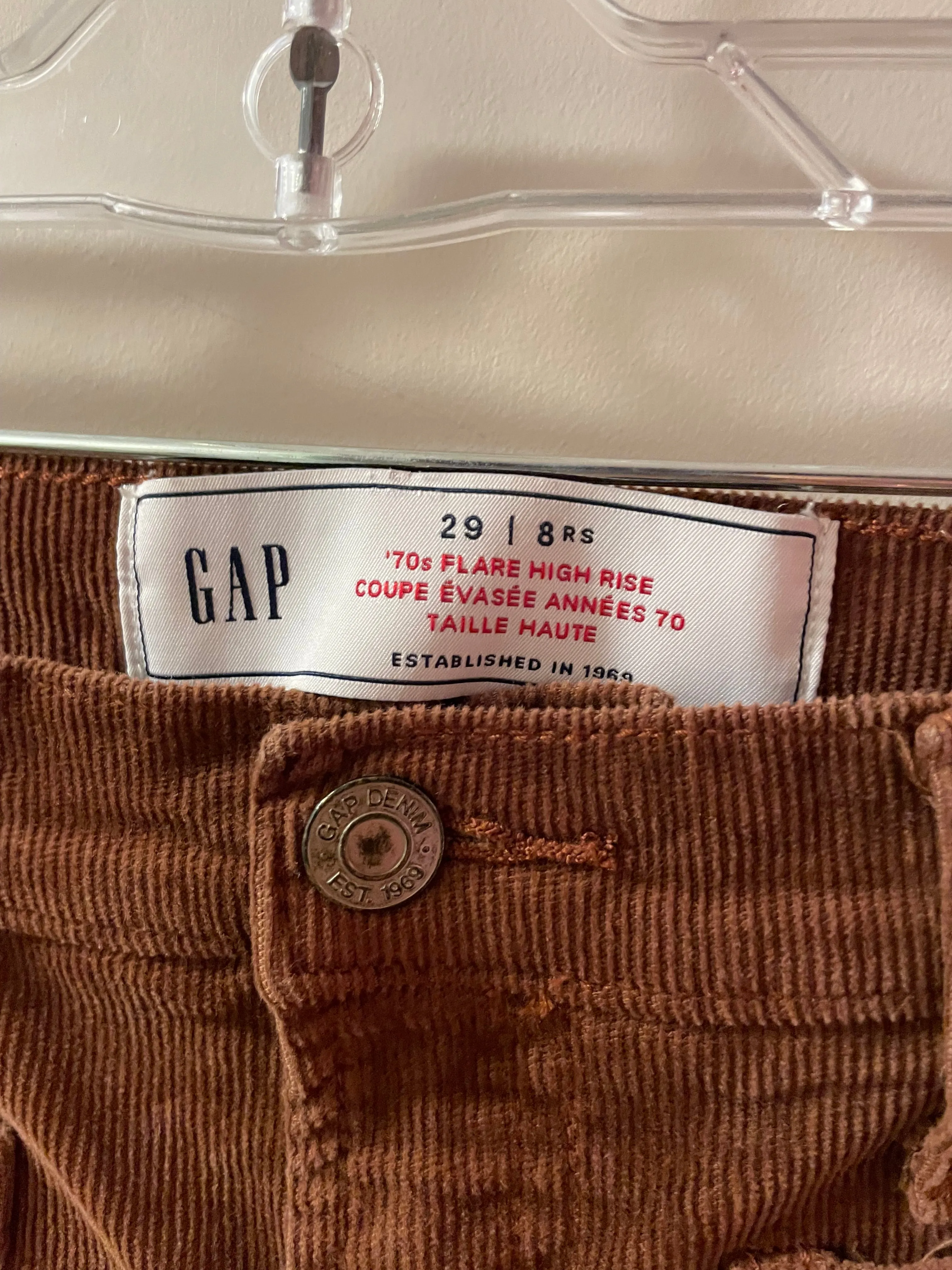 GAP Brown 70’s High Rise Flare Corduroy Pants - Size 29 / 8 R