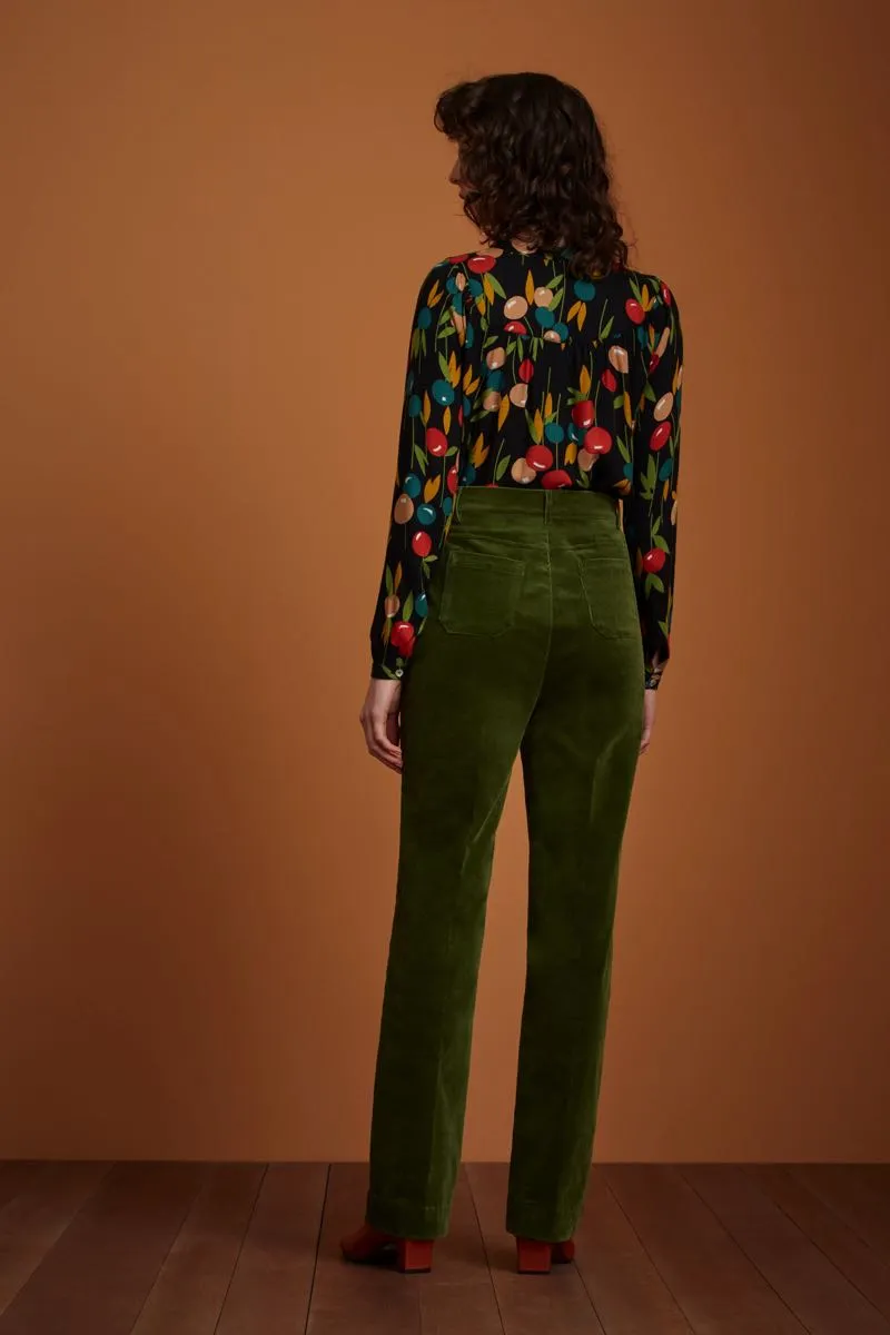 Groene corduroy broek | King Louie garbo pocket pants corduroy olive green