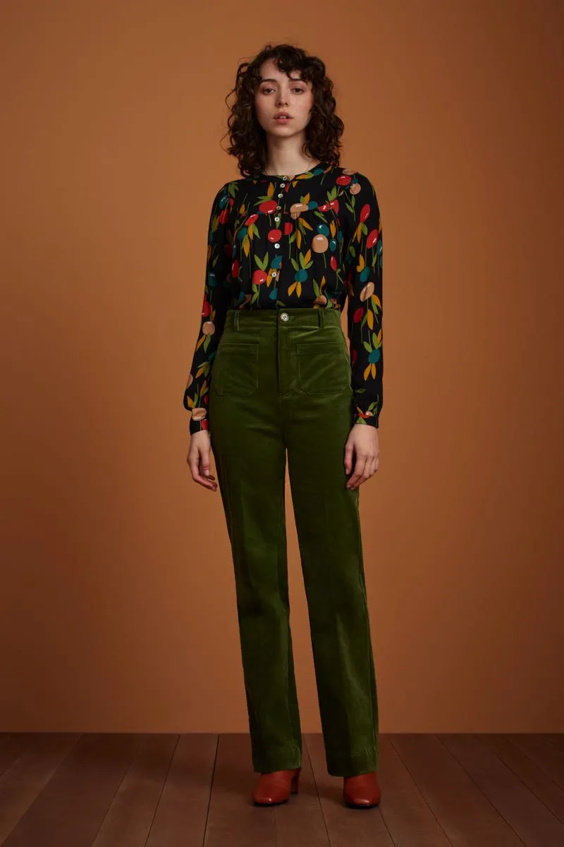 Groene corduroy broek | King Louie garbo pocket pants corduroy olive green