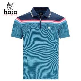 Hajo Admiral Blue Stipe Polo Shirt Blue