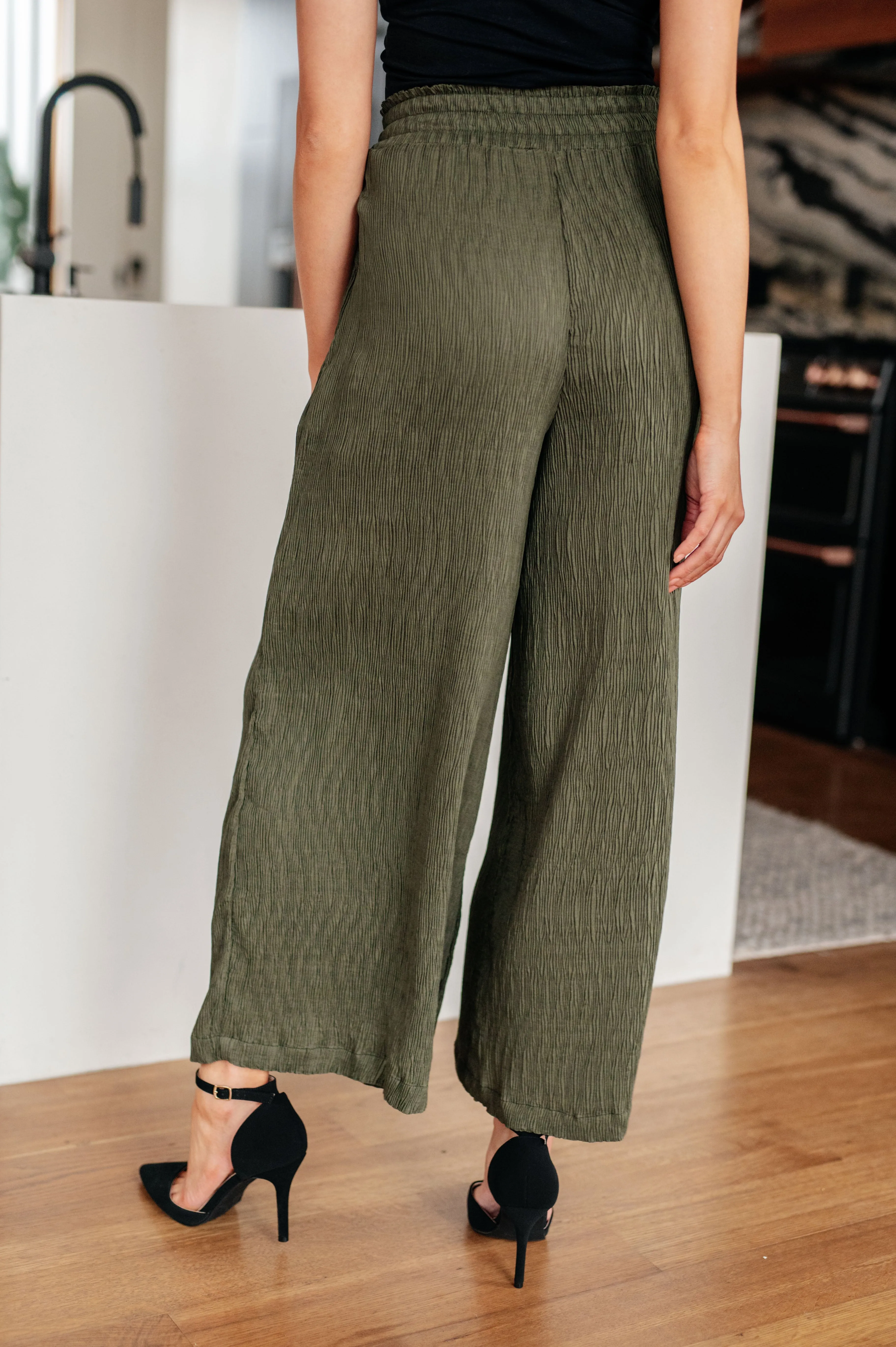 Harmony High Rise Wide Pants in Olive - Very J