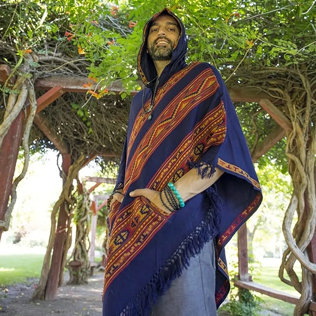 Hooded Poncho With Pockets (Elevate)