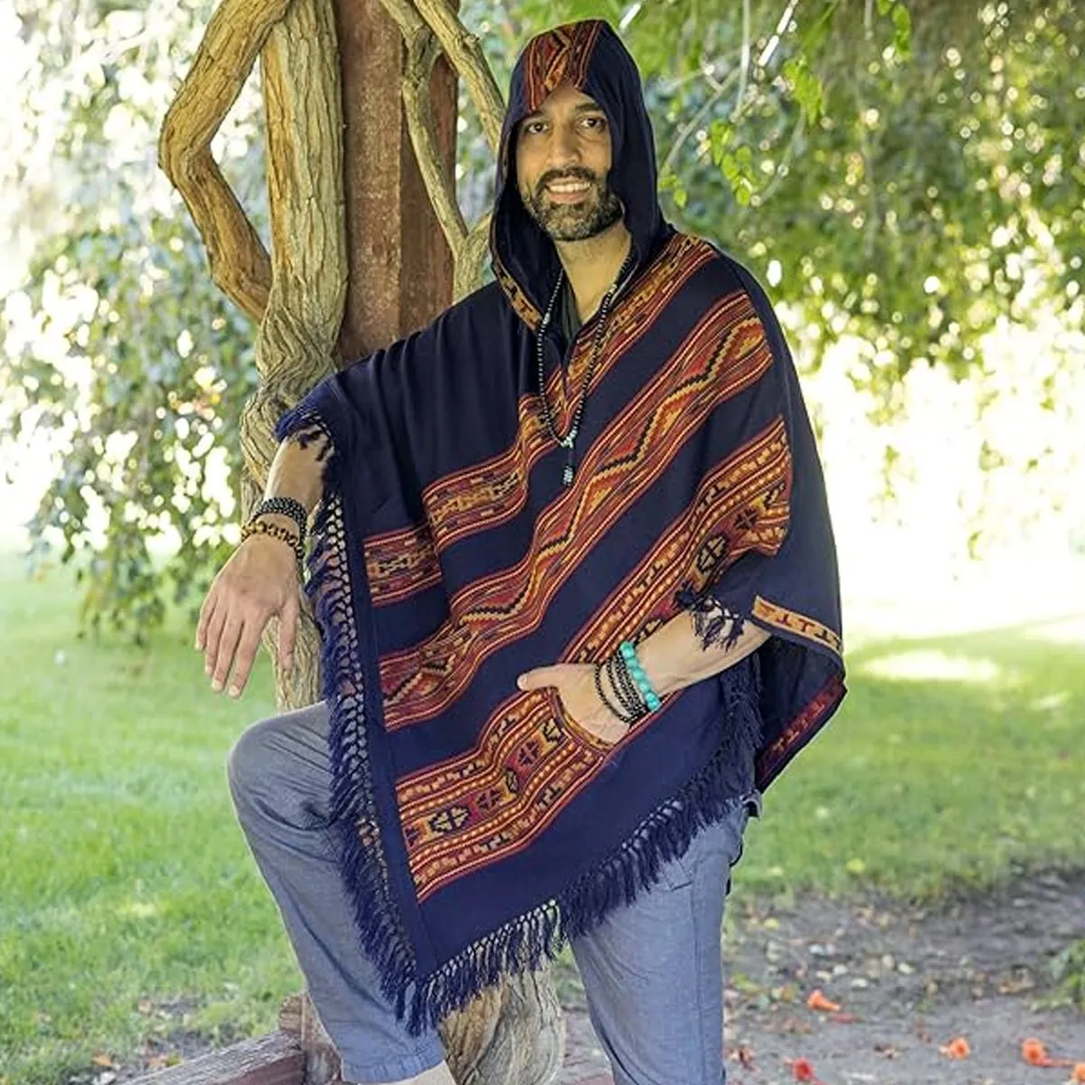 Hooded Poncho With Pockets (Elevate)