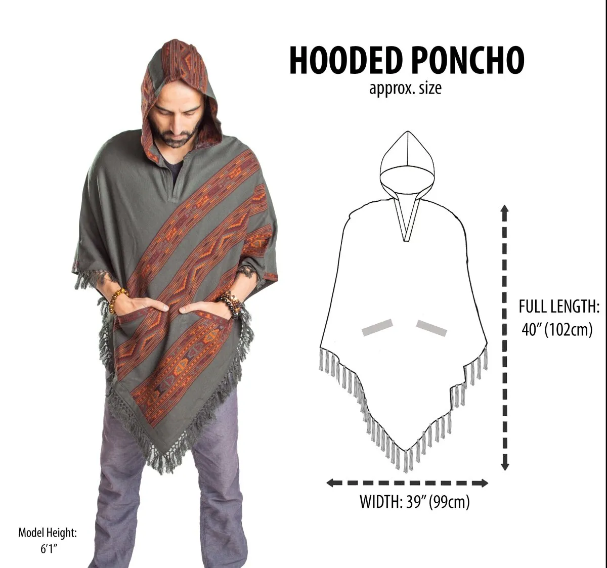 Hooded Poncho With Pockets (Elevate)