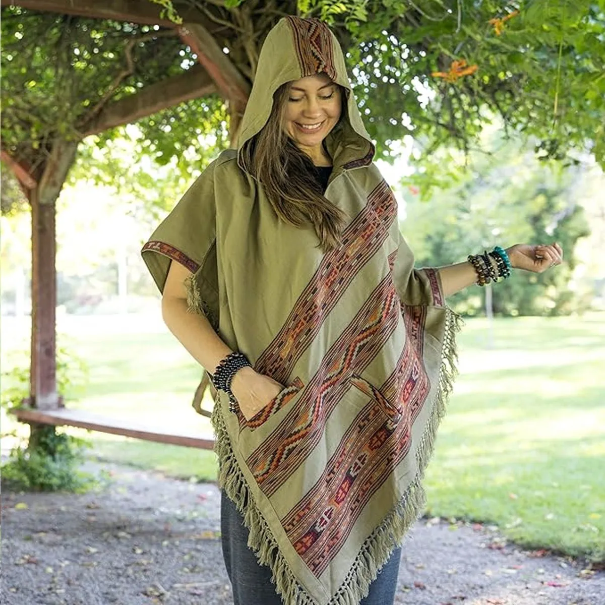 Hooded Poncho With Pockets (Elevate)