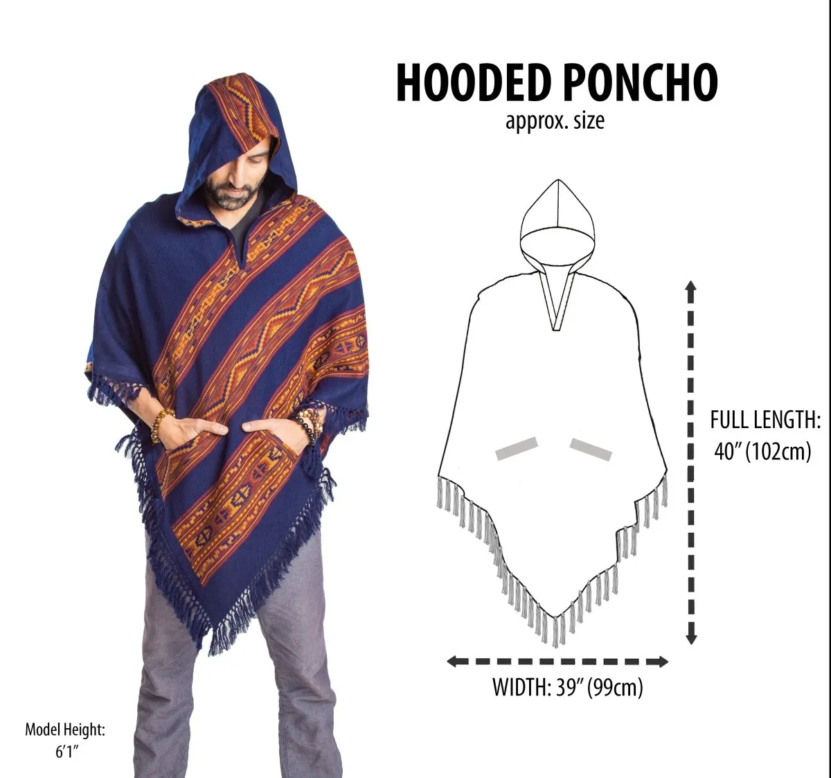 Hooded Poncho With Pockets (Elevate)