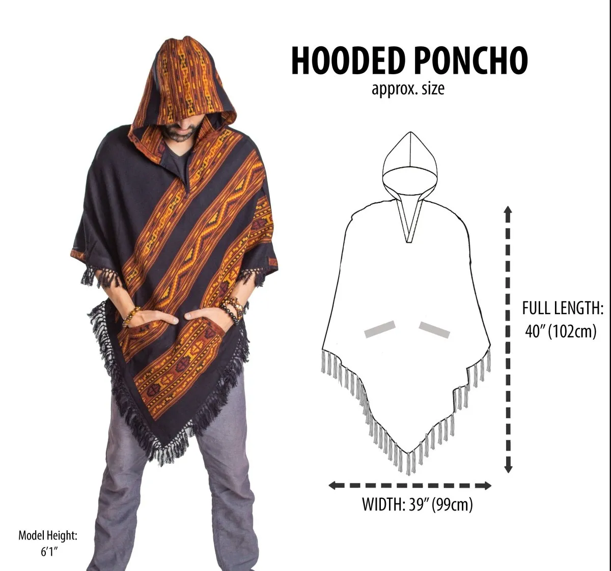 Hooded Poncho With Pockets (Elevate)