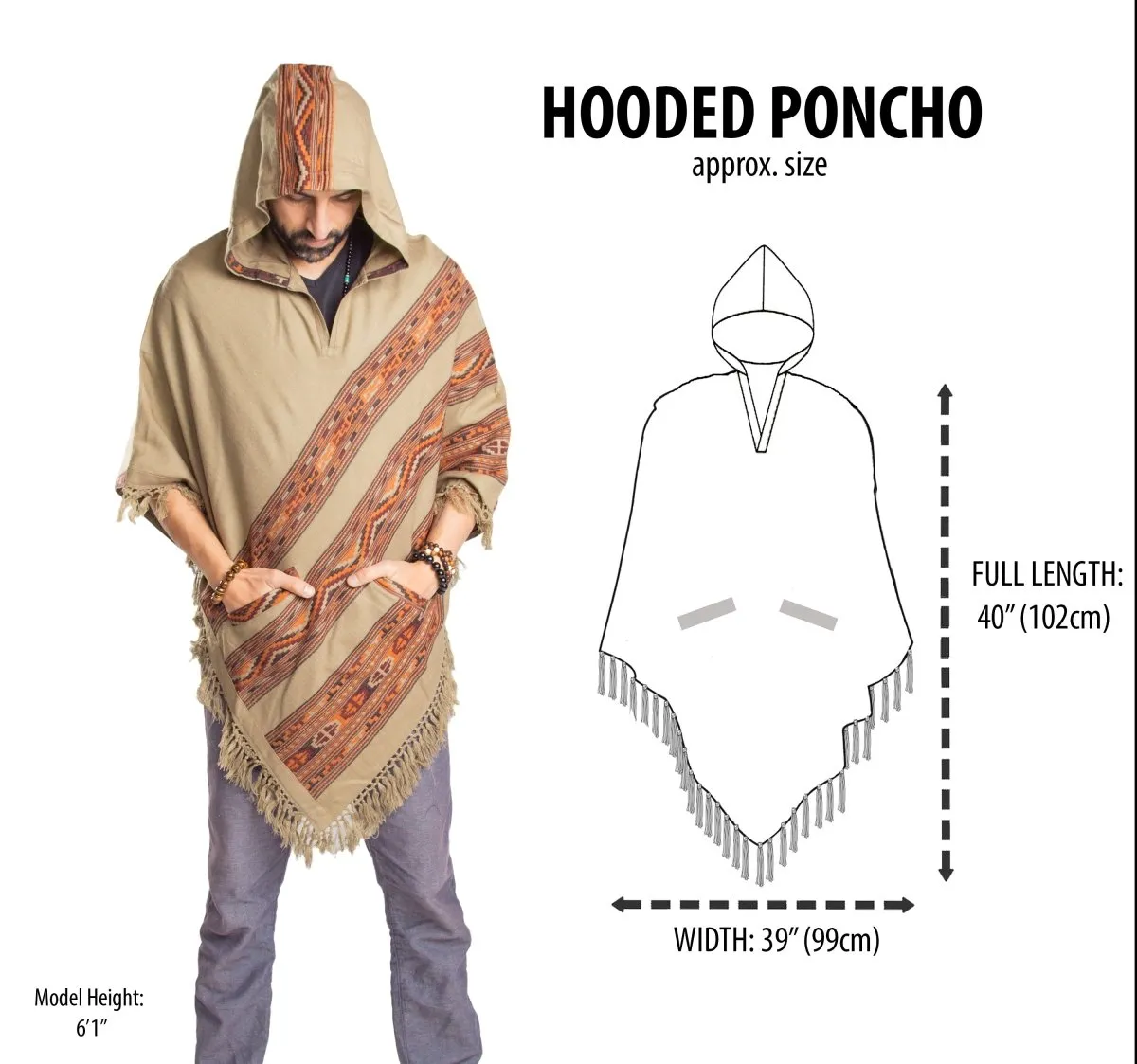 Hooded Poncho With Pockets (Elevate)