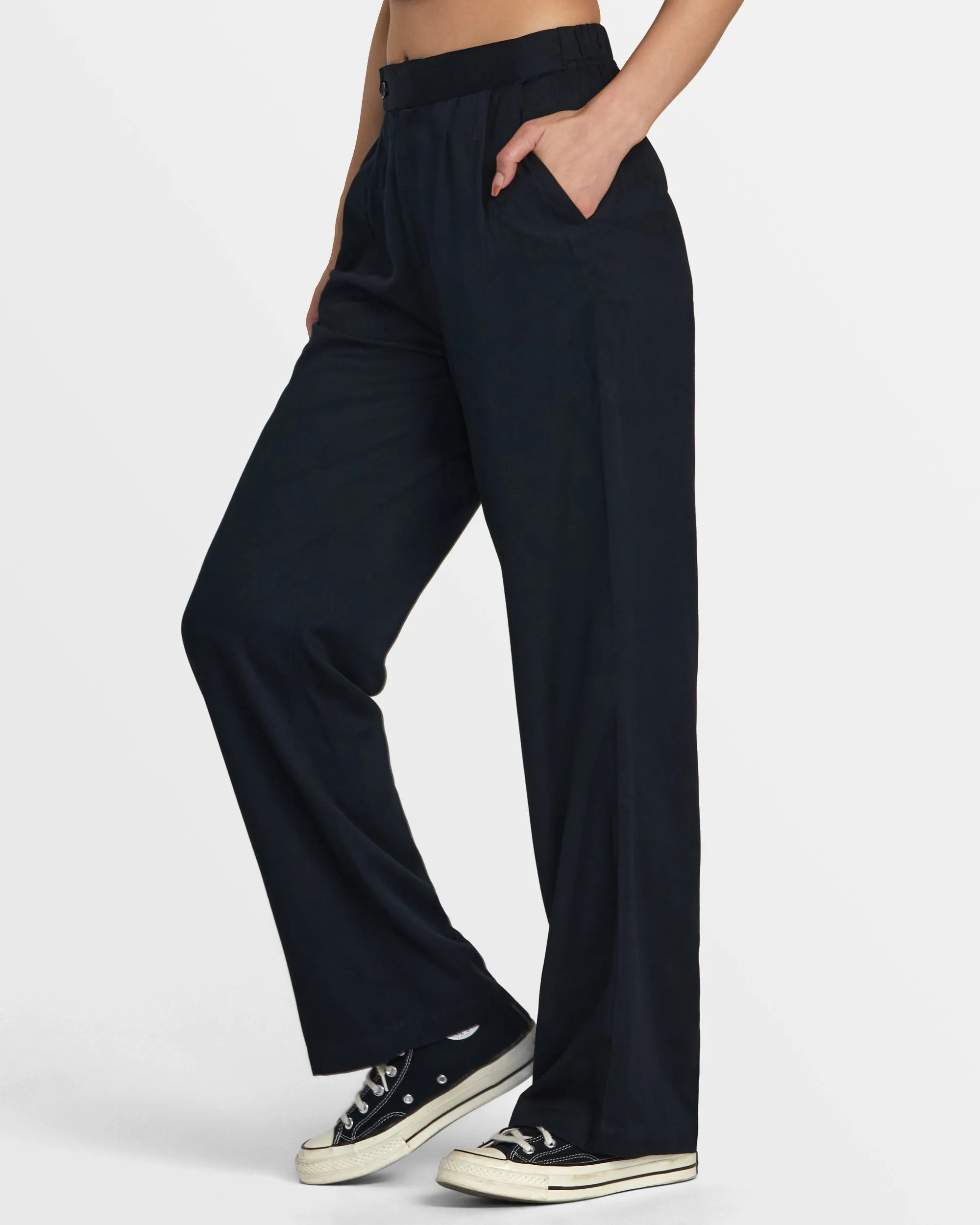 Hudson Wide Leg Pants - Rvca Black