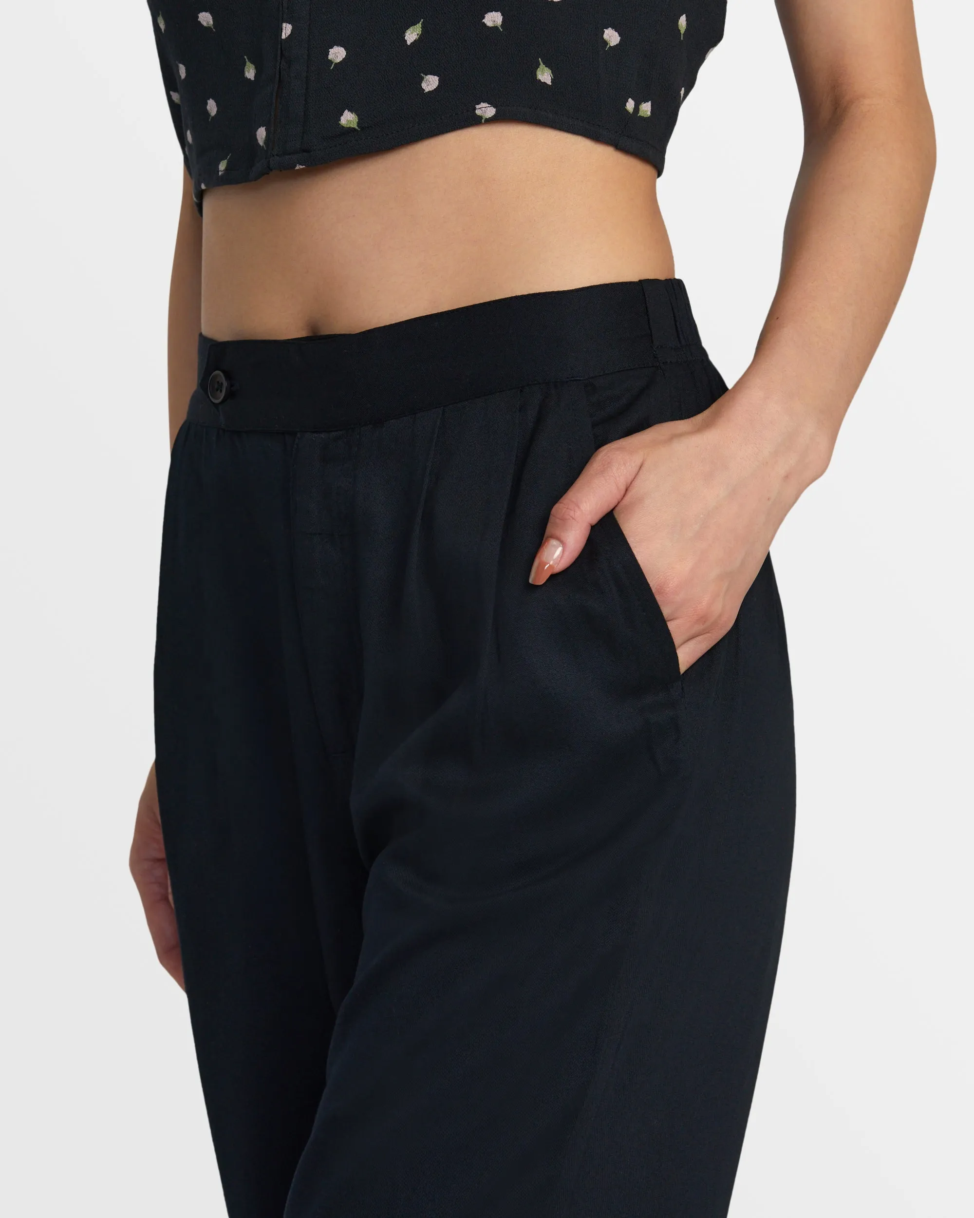 Hudson Wide Leg Pants - Rvca Black