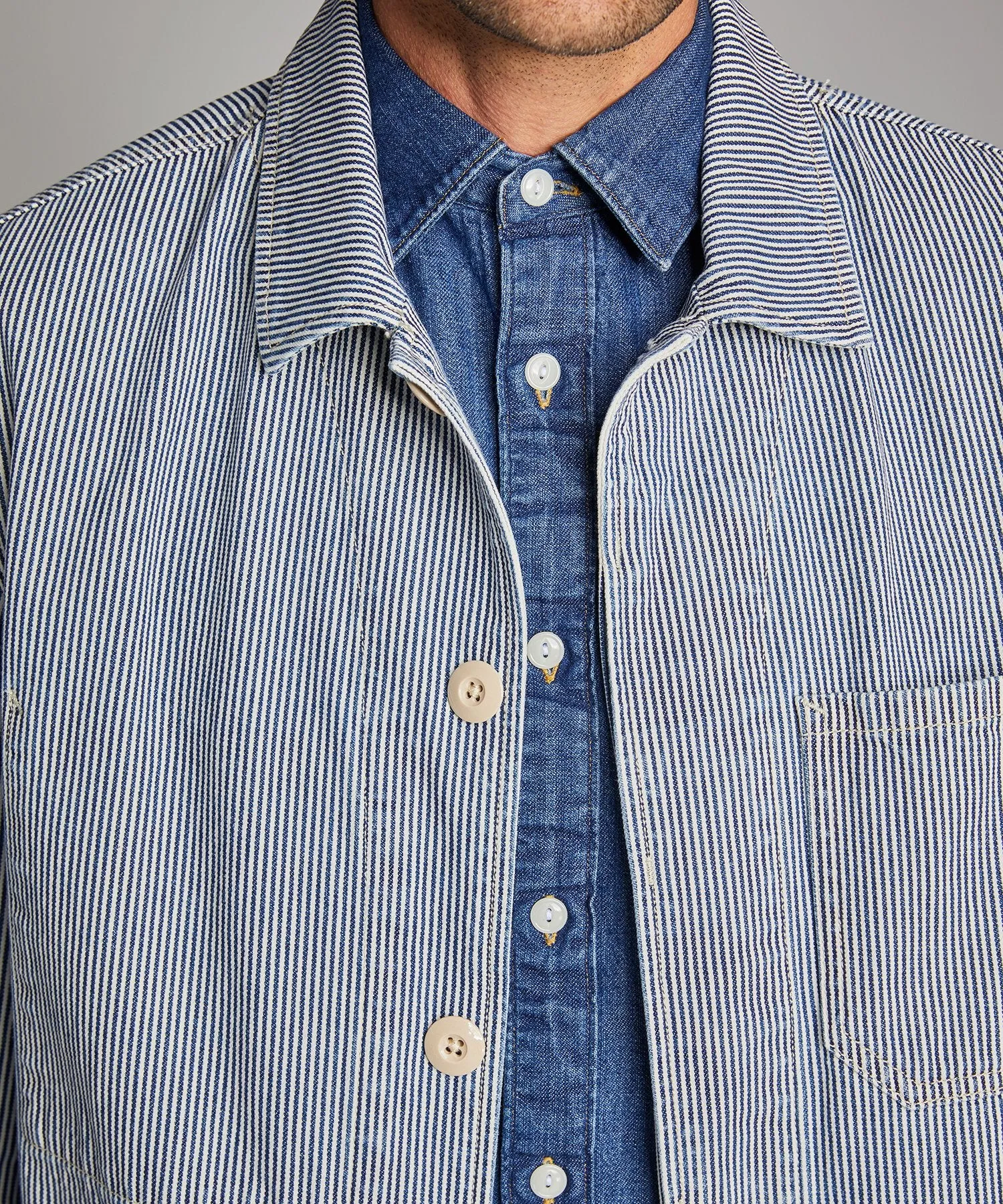 Indigo Stripe Chore Coat