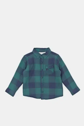 Infant Boys Blue And Navy Checkered Shacket