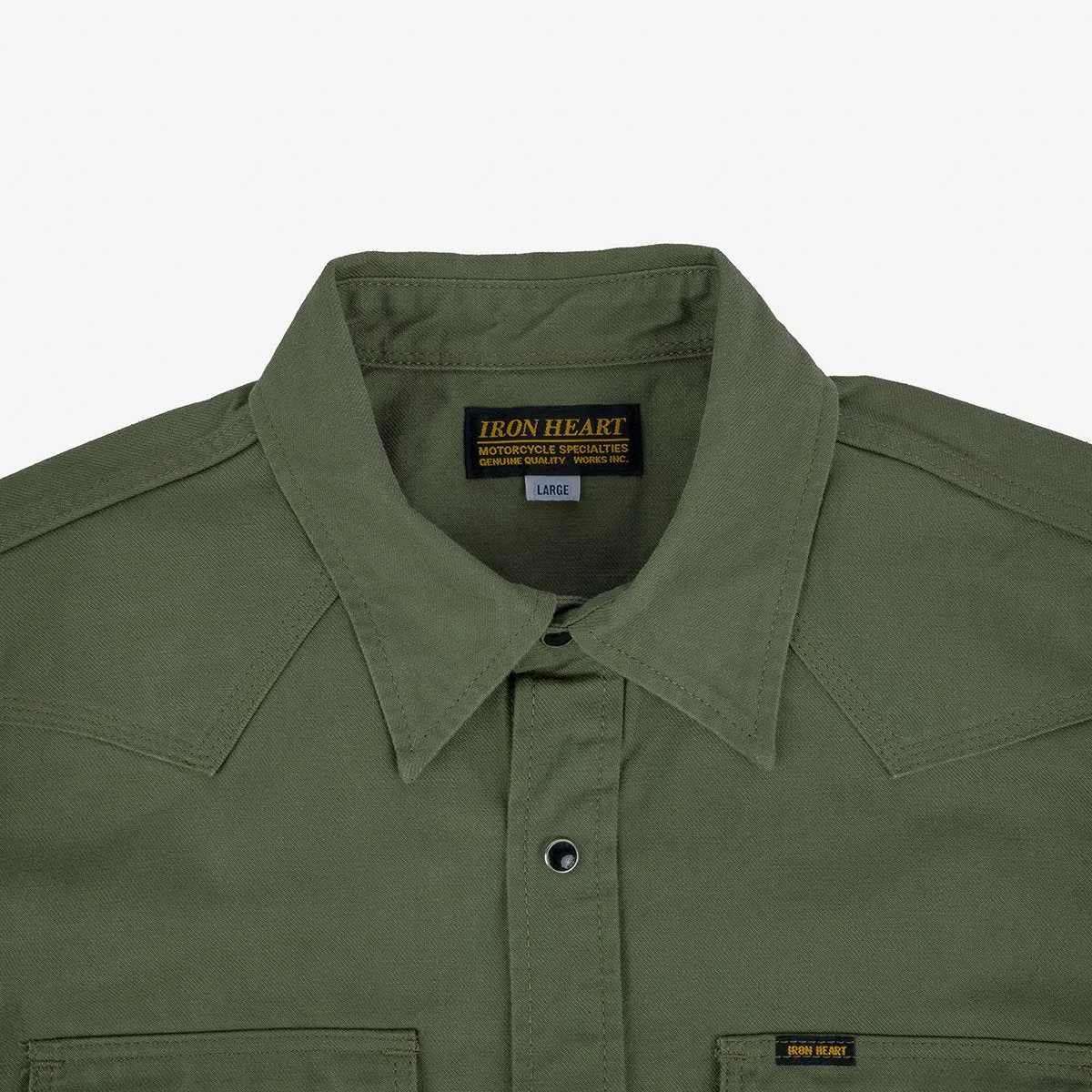 Iron Heart IHSH-381-OLV 9oz Military Serge CPO Shirt  - Olive