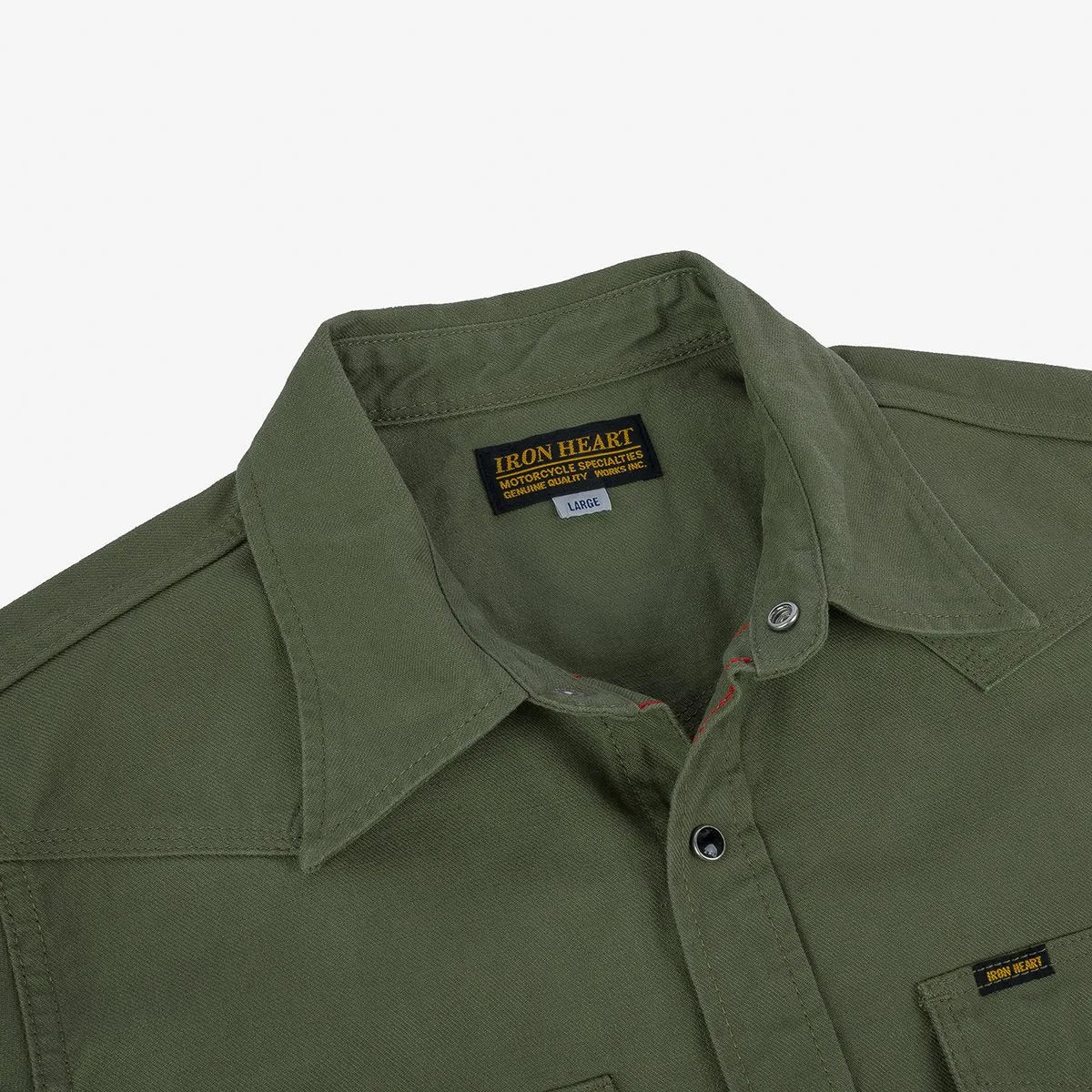 Iron Heart IHSH-381-OLV 9oz Military Serge CPO Shirt  - Olive