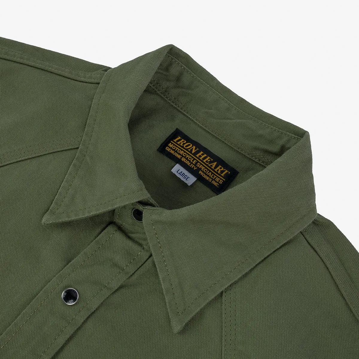 Iron Heart IHSH-381-OLV 9oz Military Serge CPO Shirt  - Olive