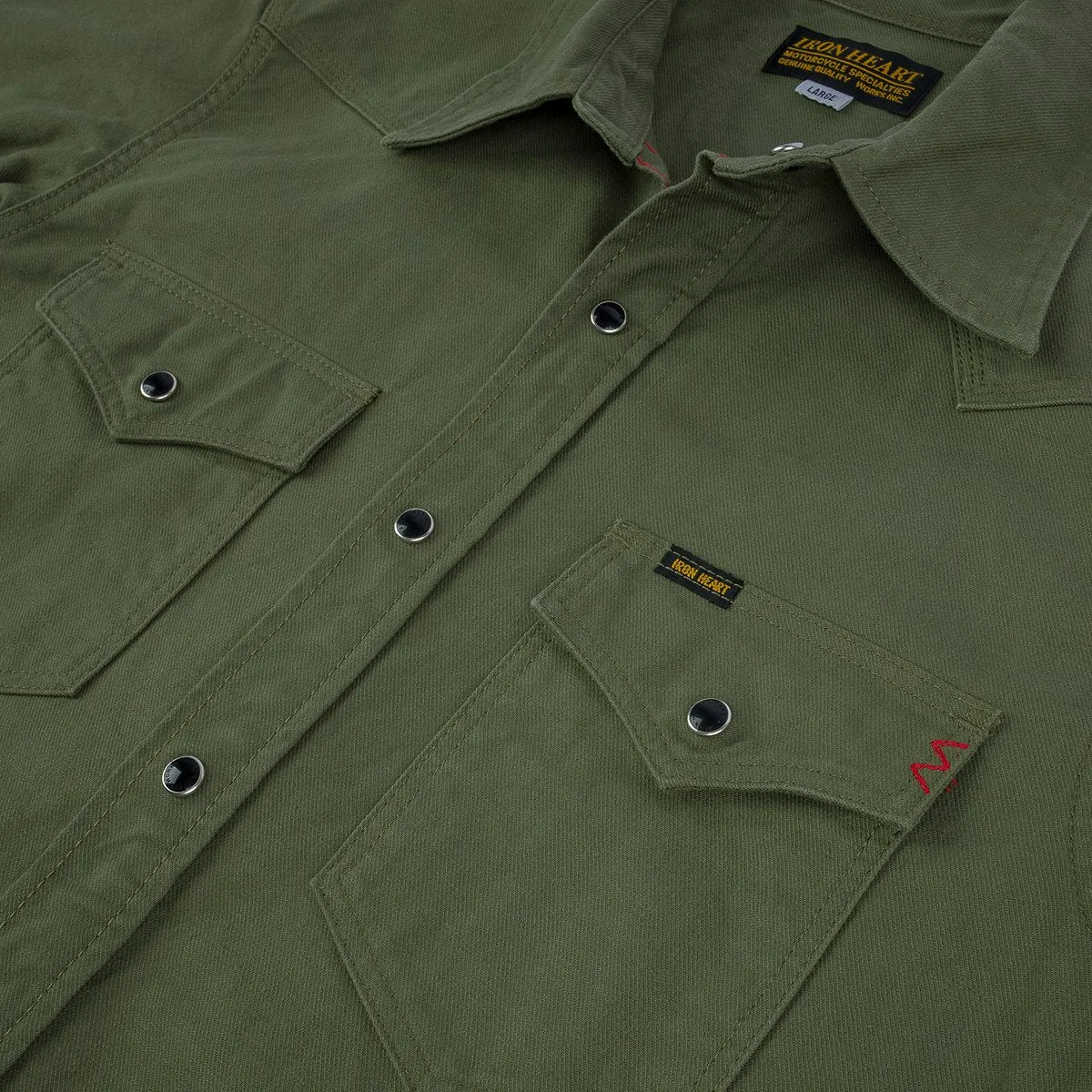 Iron Heart IHSH-381-OLV 9oz Military Serge CPO Shirt  - Olive