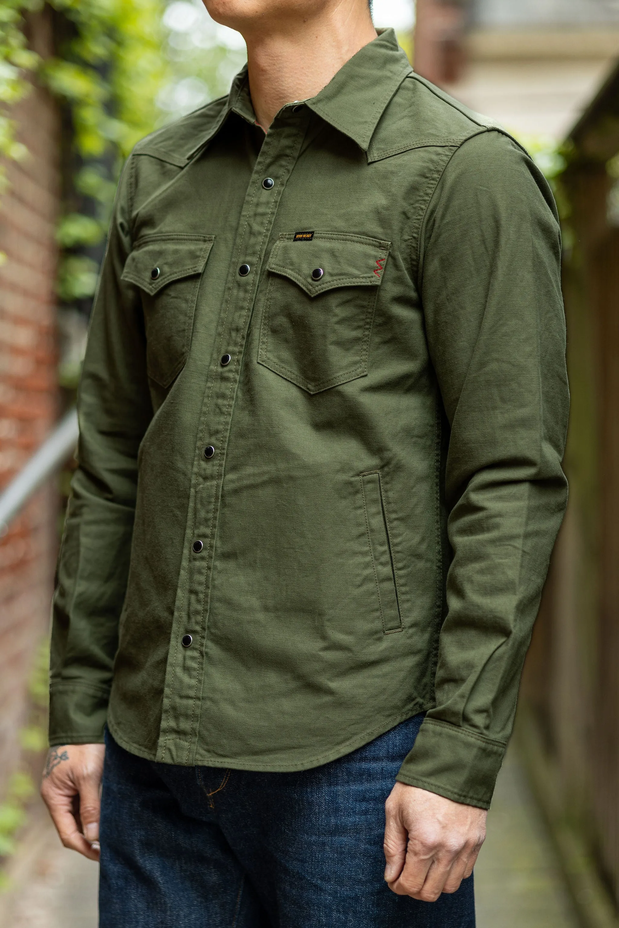 Iron Heart IHSH-381-OLV 9oz Military Serge CPO Shirt  - Olive