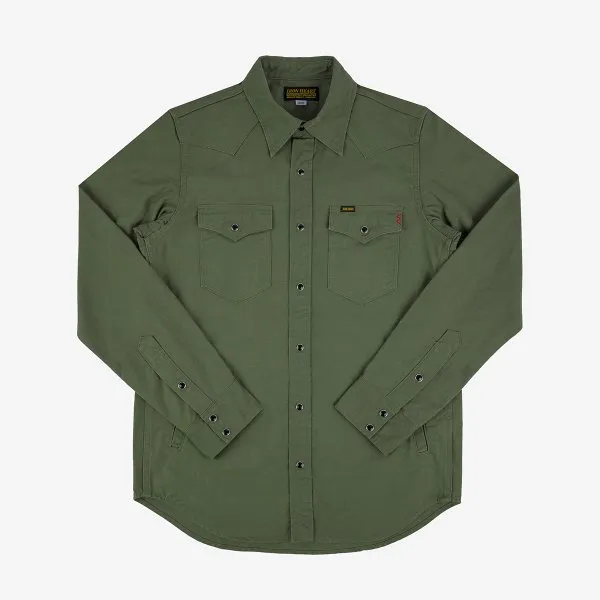 Iron Heart IHSH-381-OLV 9oz Military Serge CPO Shirt  - Olive