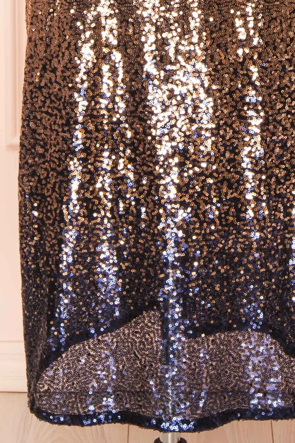 Jinsoul | Navy & Copper Sequin Midi Dress