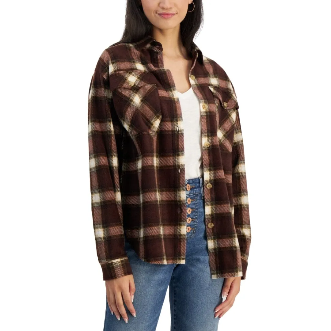 JUST POLLY - Plaid Print Shacket