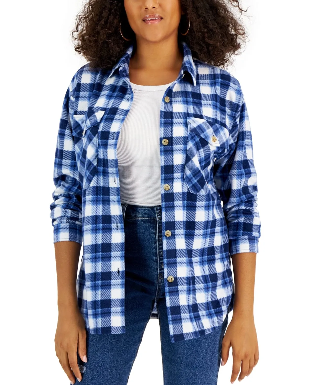 JUST POLLY -  Plaid Print Shacket