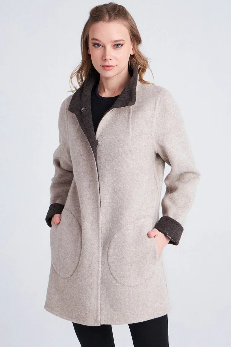 Karo Women's Reversible Cashmere Coat - Mocha/Beige