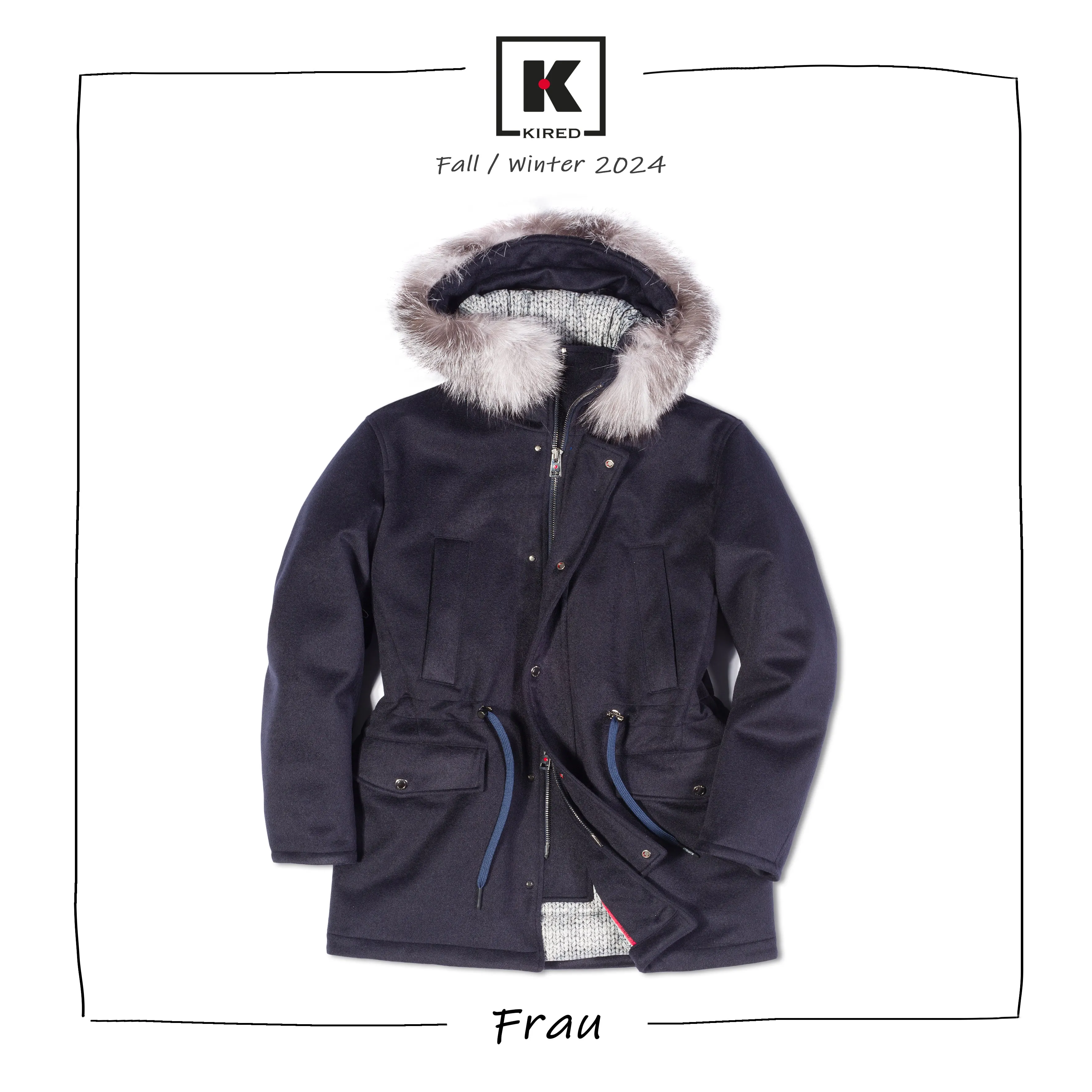 KITON KIRED "Frau" Goose Down Hooded Parka Jacket Raccoon Fur 50 US M