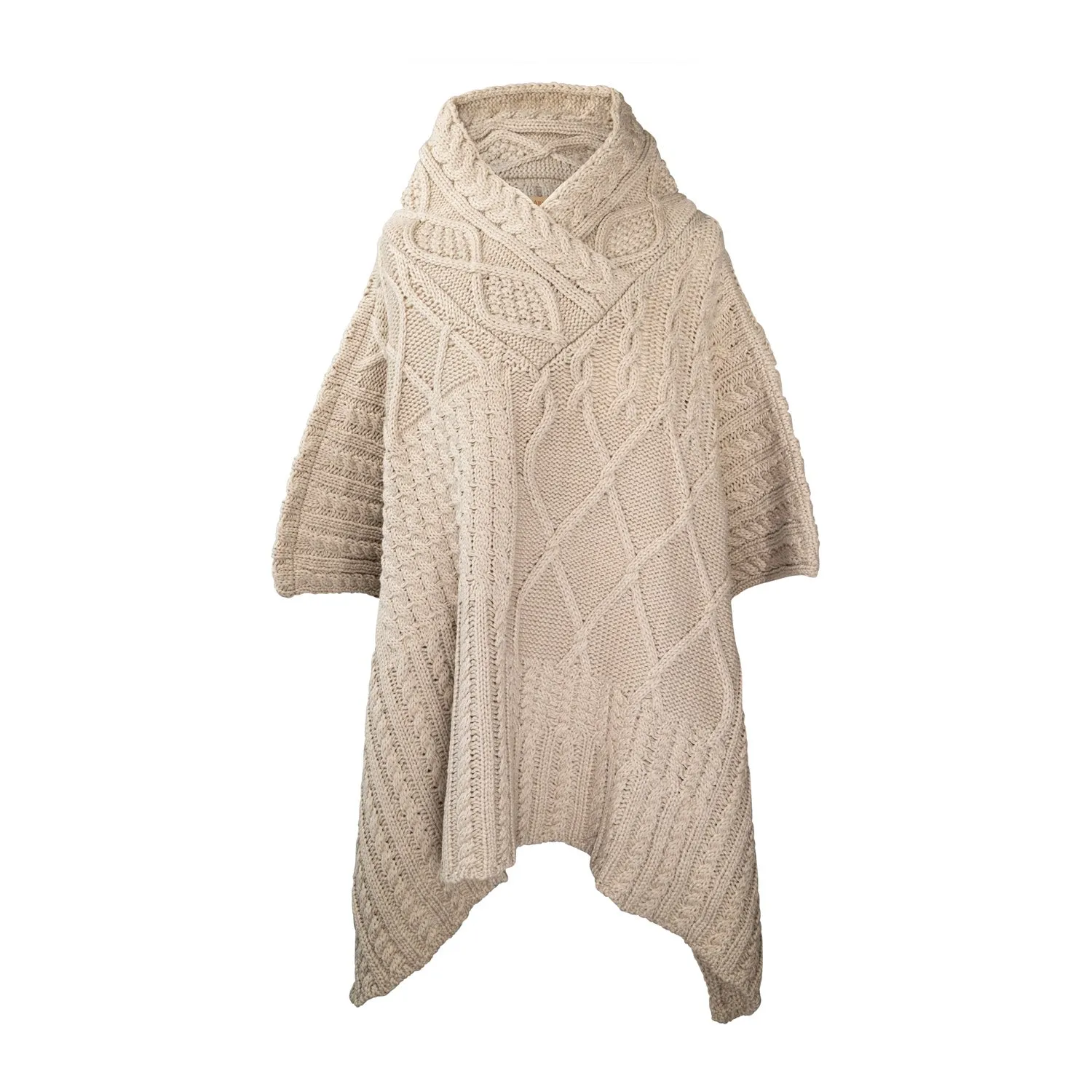 Ladies Cable Shawl Neck Cape