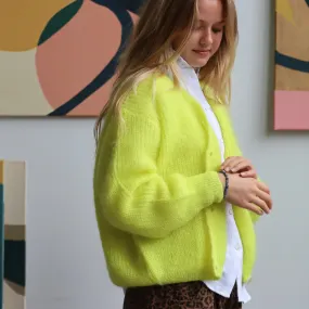 Le gilet Philippine mohair et laine - jaune fluo