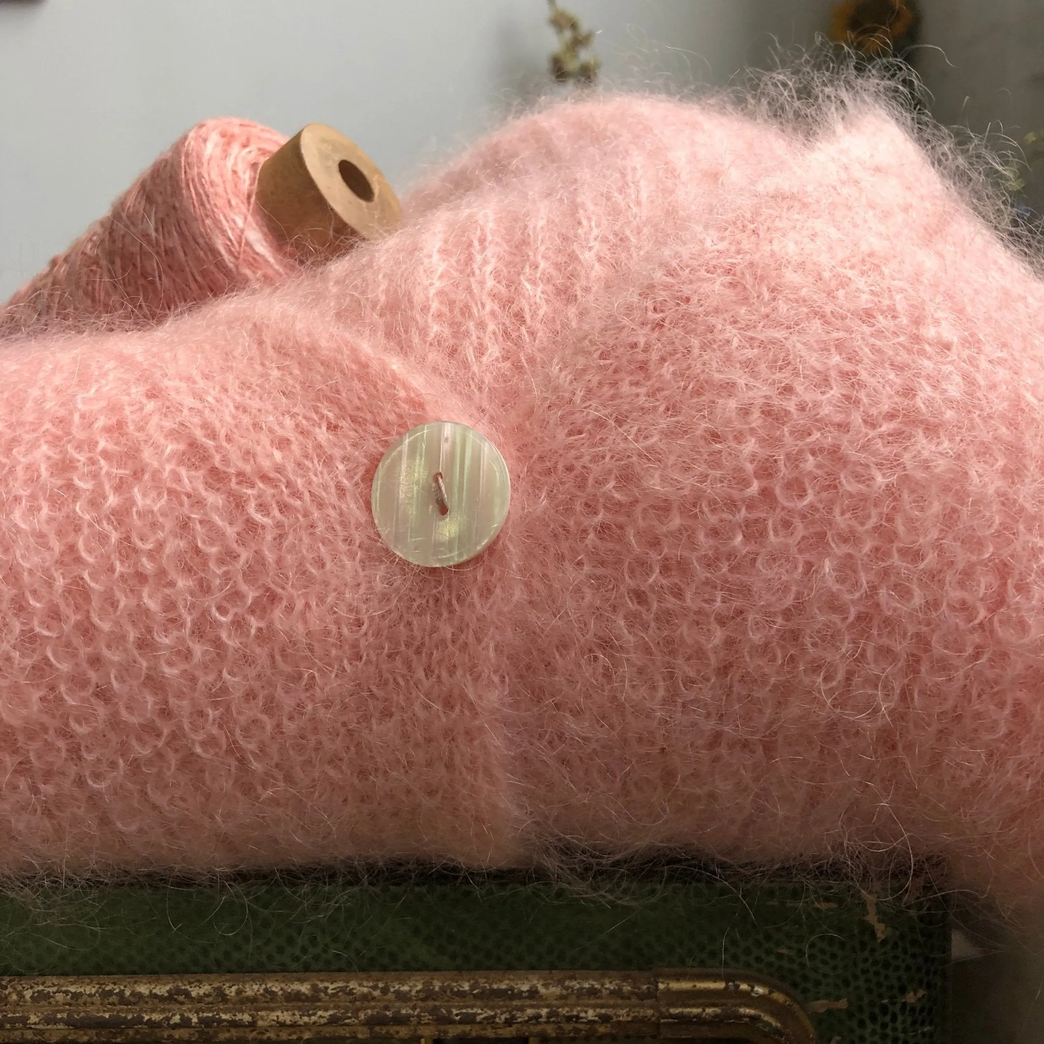 Le gilet Philippine mohair et laine - rose dragée