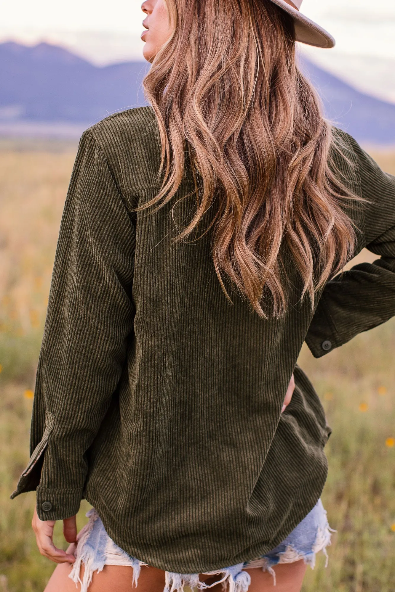 Louise Olive Corduroy Shacket