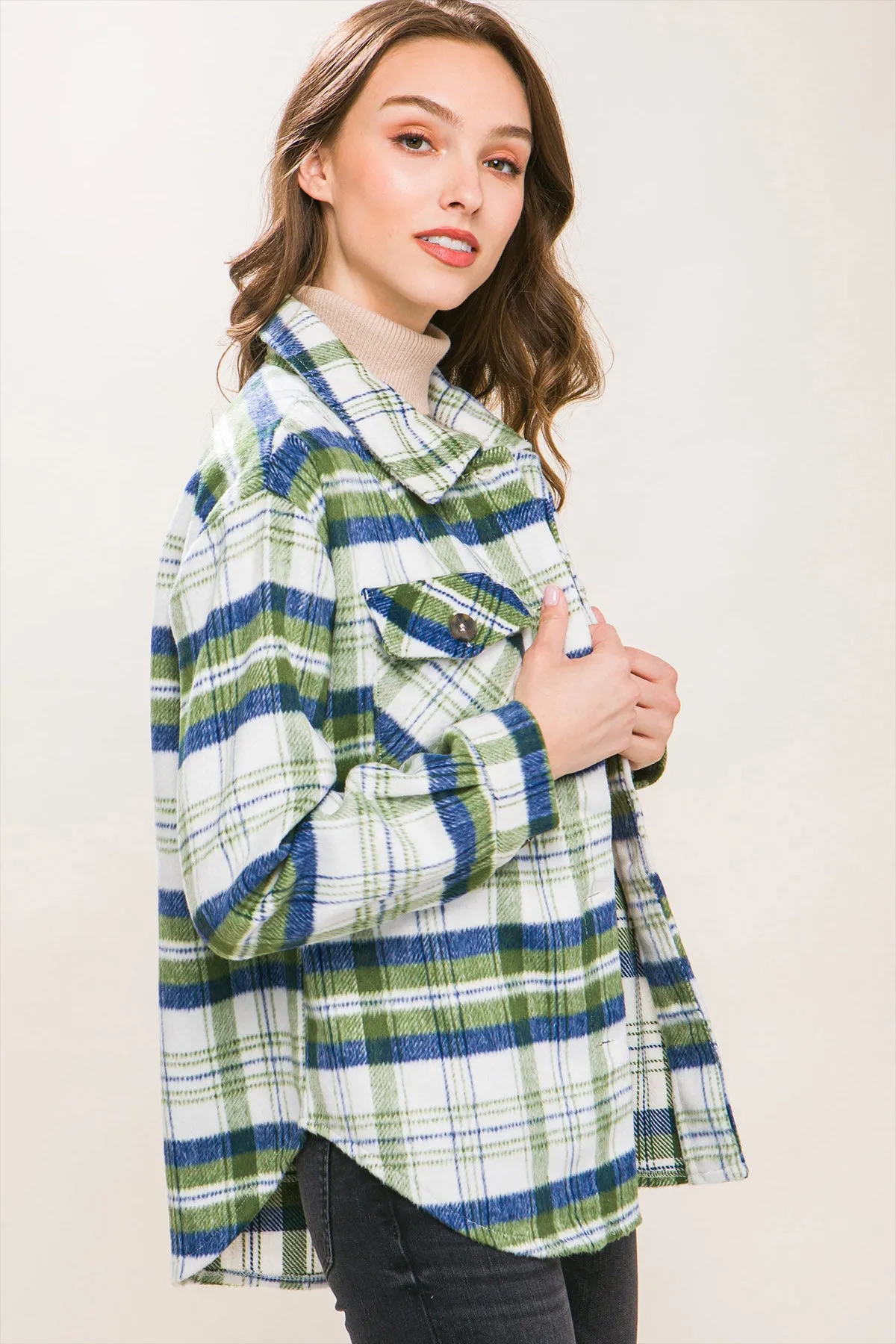 LT-80071 - PLAID BUST POCKET SHACKET 2-2-2