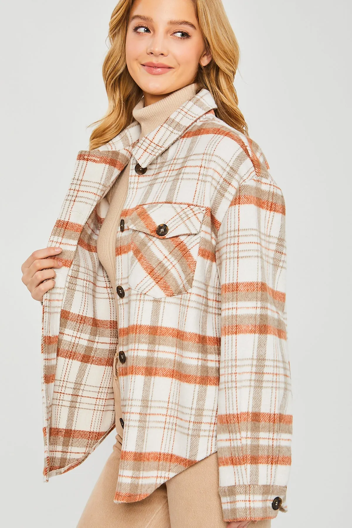 LT-80071 - PLAID BUST POCKET SHACKET 2-2-2