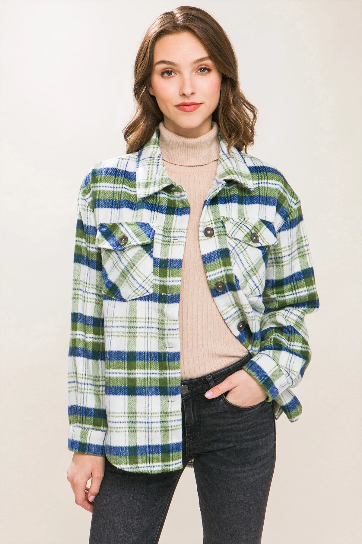 LT-80071 - PLAID BUST POCKET SHACKET 2-2-2